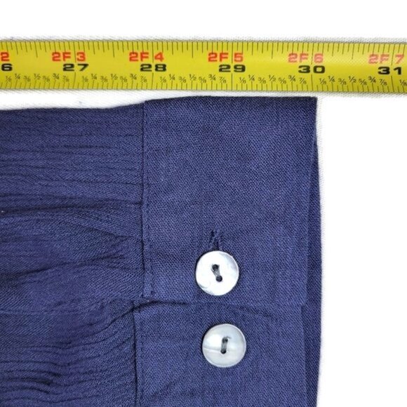 Roamans Crepe Dress Size 26W Blue Button Front Dolman Roll Tab Sleeve Rayon New - Picture 11 of 12